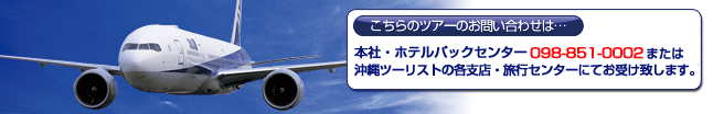 沖縄ツーリストの各支店・旅行センターにて御受けいたします。
